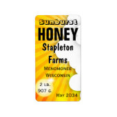 Sunburst und Clouds Honey Jar Labels Adressaufkleber (Vorne)