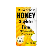 Sunburst und Clouds Honey Jar Labels