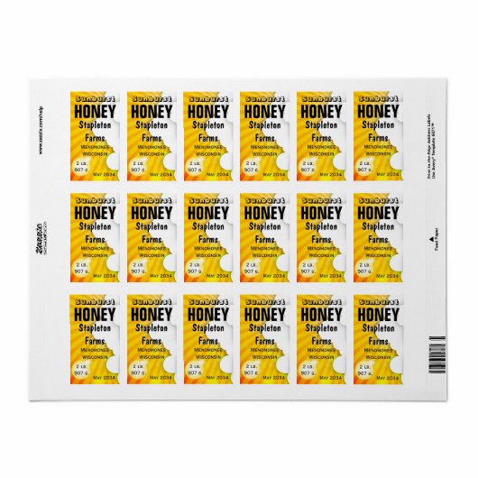 Sunburst und Clouds Honey Jar Labels Adressaufkleber (Vorne)