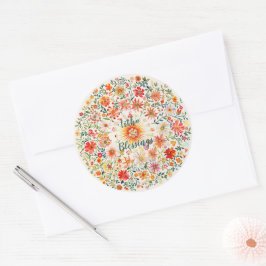 Sunburst und Floral Muster Litha Runder Aufkleber