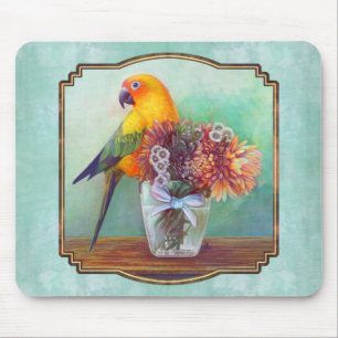 Sunconure und -Blumen Mousepad