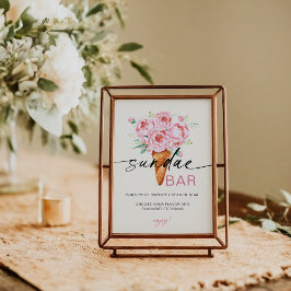 Sundae Bar Ice Cream Scoopup Themed Sign Poster