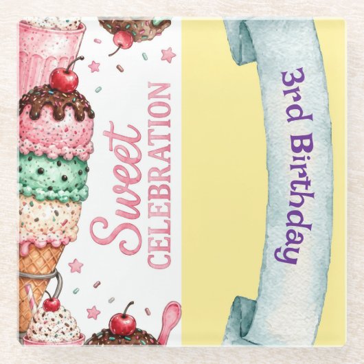 Sundae Candyland Geburtstagsparty Untersetzer (Vorderseite)