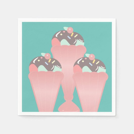 Sundae Cup Diner Birthday Party Serviette (Vorderseite)