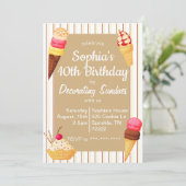 Sundae Decorating Birthday Einladung (Stehend Vorderseite)