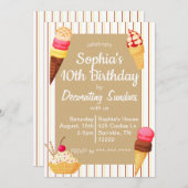 Sundae Decorating Birthday Einladung (Vorne/Hinten)