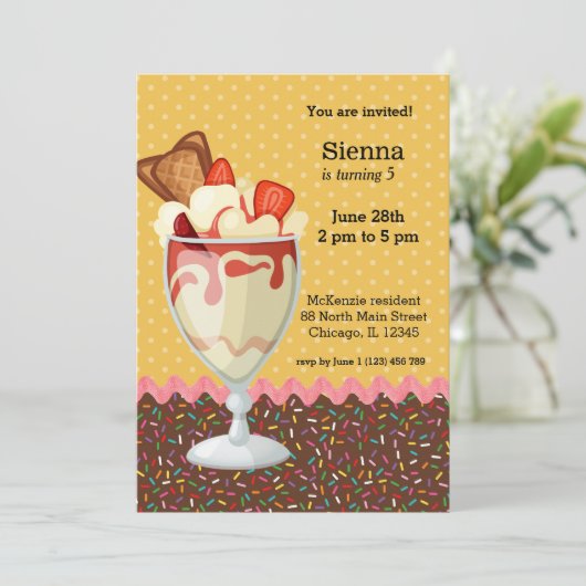 Sundae * Farbe wählen Einladung (Stehend Vorderseite)