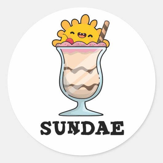 Sundae Funny Sunday Ice Cream Pub Runder Aufkleber (Vorderseite)