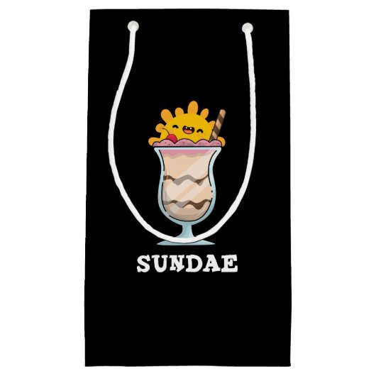 Sundae Funny Sunday Ice Cream Pun Dark BG Kleine Geschenktüte (Vorderseite)