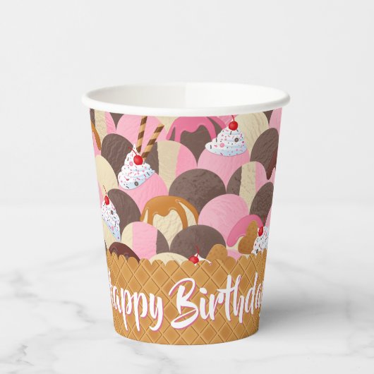 Sundae Ice Cream Birthday Pappbecher (Links)