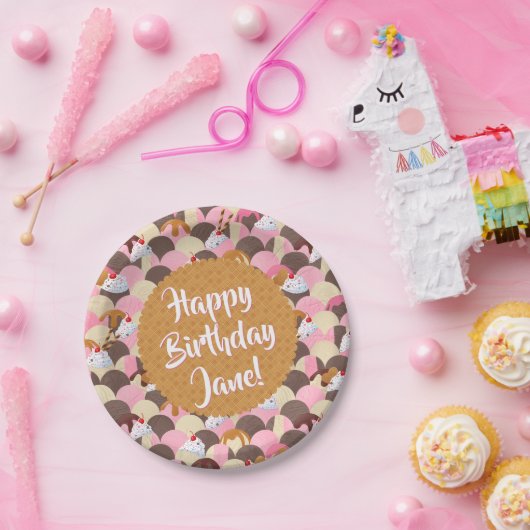 Sundae Ice Cream Birthday Pappteller (Party)