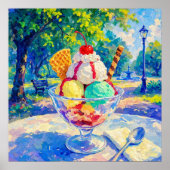Sundae im Park - Pastell-Impressionistischer Stil Poster (Vorne)