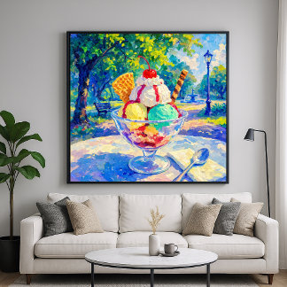 Sundae im Park - Pastell-Impressionistischer Stil Poster
