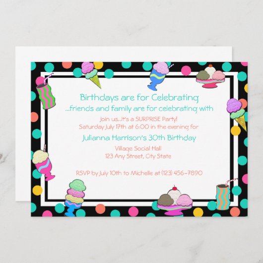 Sundae Shoppe Invite Einladung (Vorne/Hinten)