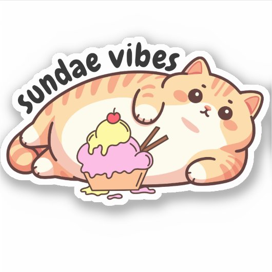 Sundae Vibes Fat Cat Aufkleber (Vorderseite)