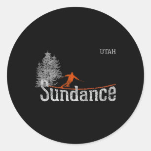 Sundance Utah im Stil der 80er Jahre, Vintage Skif Runder Aufkleber