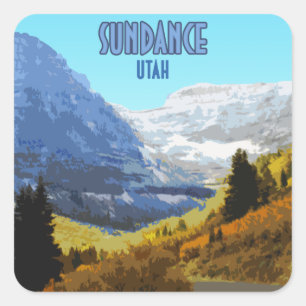 Sundance Utah Mountains Vintag Quadratischer Aufkleber