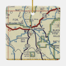 Sundance WY Vintag Map Keramikornament