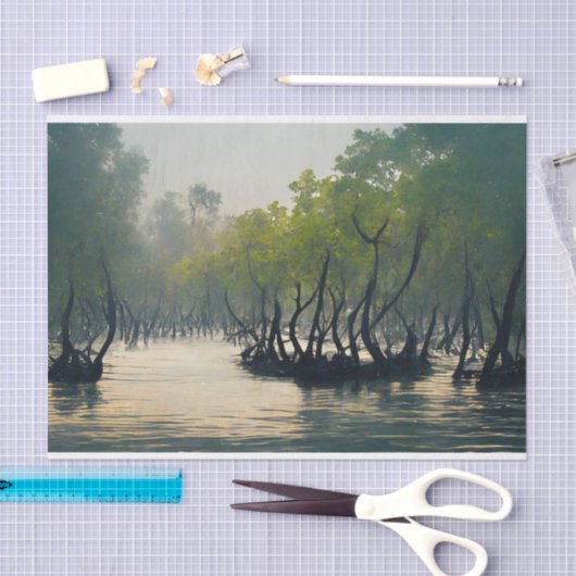 Sundarbans Mangrove Forest River Trees Seidenpapier (Handwerk)