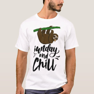 Sunday & Chill Funny Sleepy Head Lazy Sloth Liebe T-Shirt