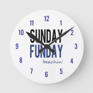 Sunday Funday Beachin' Runde Wanduhr