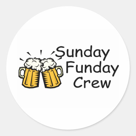 Sunday Funday Crew Beer Runder Aufkleber (Vorderseite)