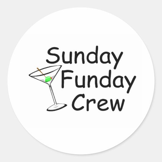 Sunday Funday Crew Martini Runder Aufkleber (Vorderseite)