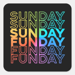 Sunday Funday Rainbow Fade Color Party Quadratischer Aufkleber