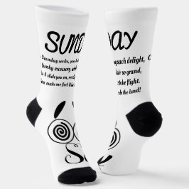 Sunday Gedicht Socks - Trendy, Funny, White&Black Socken