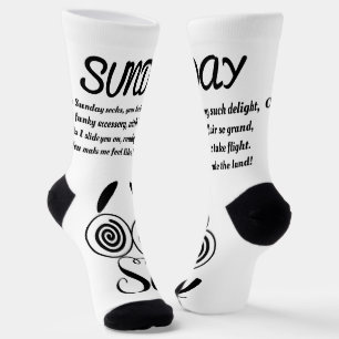 Sunday Gedicht Socks - Trendy, Funny, White&Black Socken