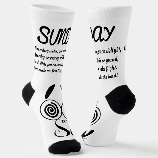 Sunday Gedicht Socks - Trendy, Funny, White&Black Socken (Gewinkelt)