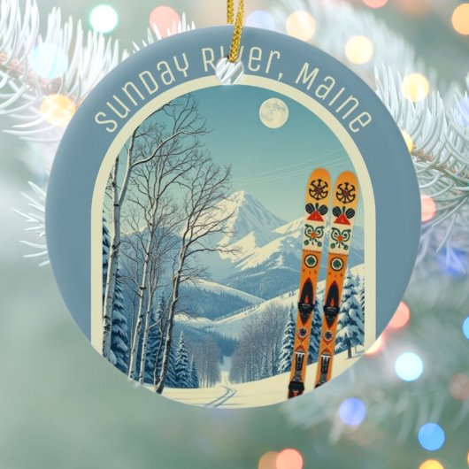 Sunday River Maine ski area souvenir  Keramik Ornament