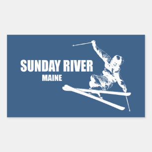Sunday River Maine Skifahrer Rechteckiger Aufkleber