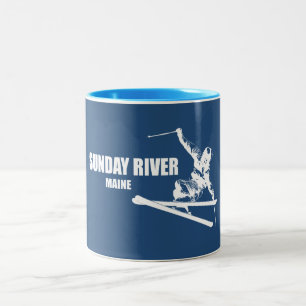 Sunday River Maine Skifahrer Zweifarbige Tasse