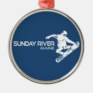 Sunday River Maine Snowboarder Ornament Aus Metall
