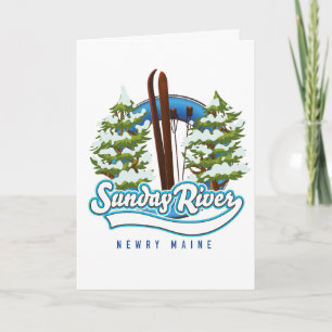 Sunday River Newry Maine Skilogo Feiertagskarte