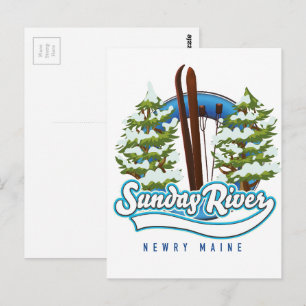 Sunday River Newry Maine Skilogo Postkarte