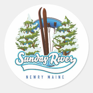Sunday River Newry Maine Skilogo Runder Aufkleber