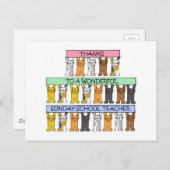 Sunday School Teacher Thank You Cartoon Cats Postkarte (Vorne/Hinten)
