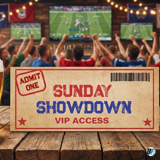 Sunday Showdown VIP Football Party Ticket Einladung