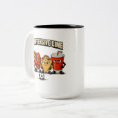 Sunday Snack Offense Zweifarbige Tasse (Vorderseite Links)