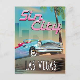 Sündenstadt Las Vegas Reiseplakat Postkarte