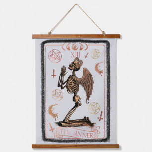 Sünder Tarotkarte Wandteppich Mit Holzrahmen