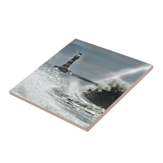 Sunderland - Roker Pier u. Leuchtturm Fliese (Seite)