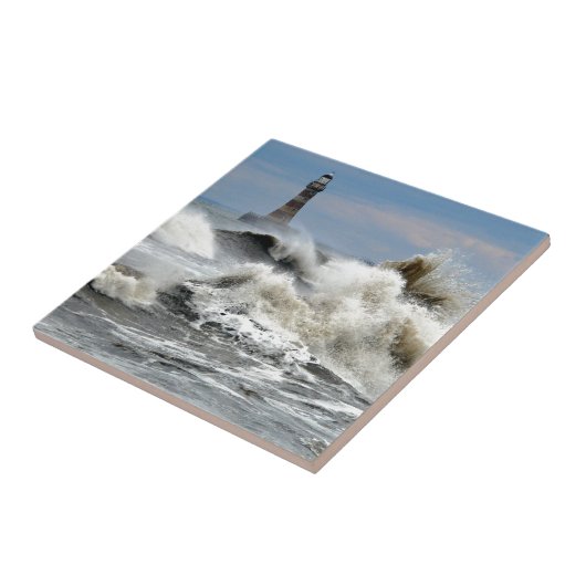 Sunderland - Roker Pier u. Leuchtturm Fliese (Seite)