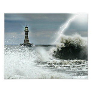 Sunderland - Roker Pier u. Leuchtturm Fotodruck