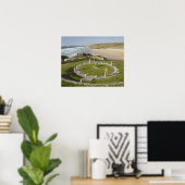 Sundial and Perran Beach, Perranporth, Cornwall Poster (Heimbüro)
