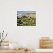 Sundial and Perran Beach, Perranporth, Cornwall Poster (Küche)