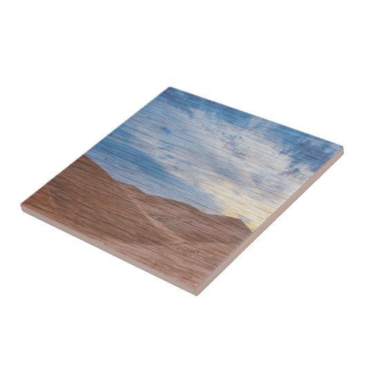 Sundown Over Sand Dunes On Wood Grain Photo  Fliese (Seite)
