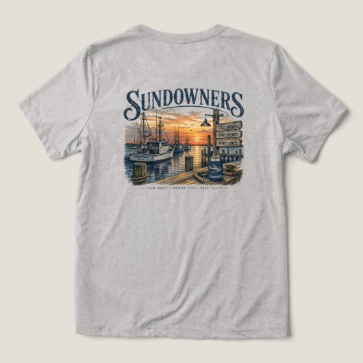 Sundowner am Dock Tri-Blend Shirt (Design Rückseite)